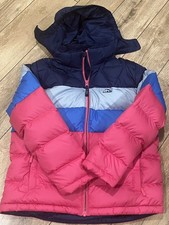 LL Bean Downtek Jacket, Colorblock Pink and Blue Girls Size 14-16 Large