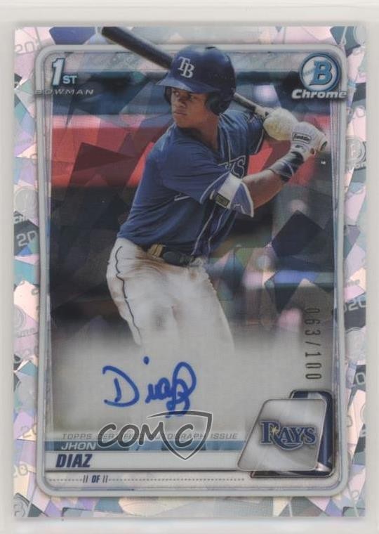 2020 Bowman Chrome Prospects Atomic Refractor 63/100 Jhon Diaz #CPA-JDI Auto 0c6