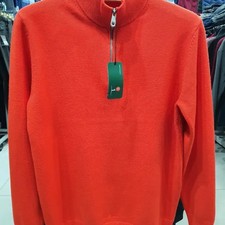 Orange High-Neck Men's Knit Sweater Size 95-110