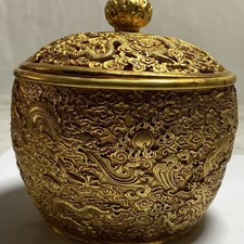 Handicrafts pure copper Ssangyong relief ornaments Chinese retro