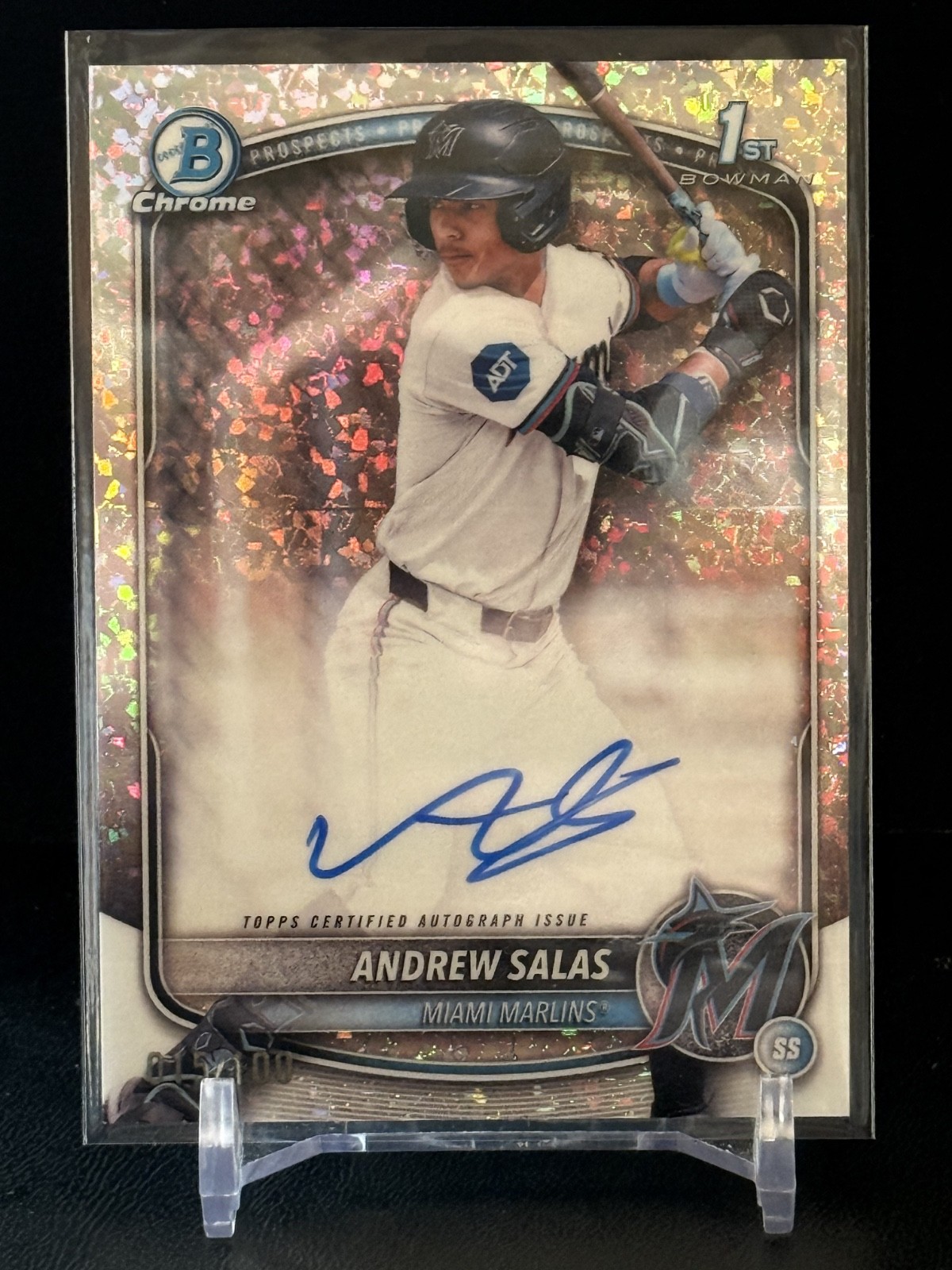 2025 Bowman Chrome Andrew Salas Mini Diamond /100 1st Auto - Miami Marlins