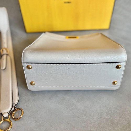 FENDI White Leather Peekaboo Mini Bag Strap Made in Italy w/ Box and Papers - Picture 7 of 15