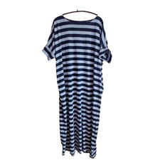 One Size Full Length Black And Grey  Jersey Dress Made In Italy With Pockets.