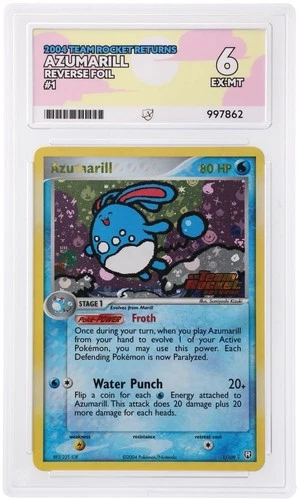 Azumarill Rev Holo Stamped 1/109 - Team Rocket Returns - Ace Grading 6 EX MT