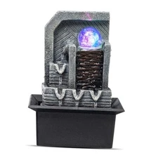 Tabletop Fountain, Indoor Waterfall, LED-Lights Table Style Water Feature with 