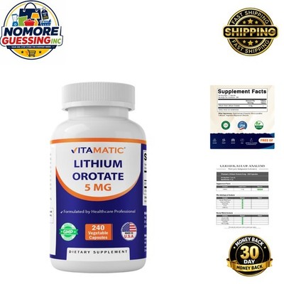 Brain Health Optimizer: 240 Vegetarian Lithium Orotate 5mg Capsules - USA Made
