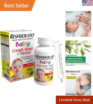 Baby Cough Syrup + Mucus 2 fl oz Infants 2  and Older, Natural Grape Flavor w...