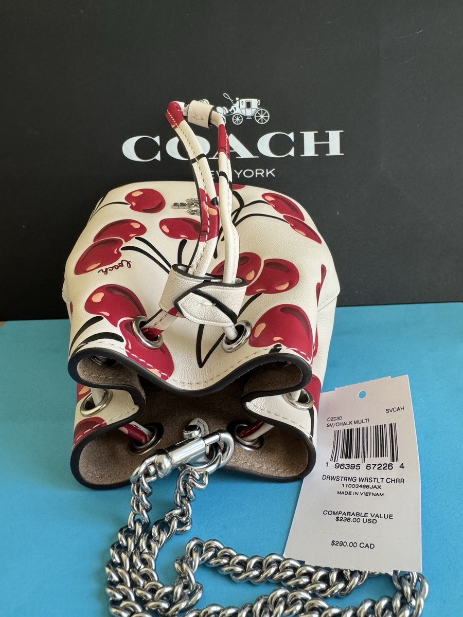 Coach CZ030 Drawstring Wristlet With Cherry Print for sale
