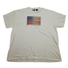 ALL AMERICAN Mens 2XL White Baseball Flag Graphic T Shirt