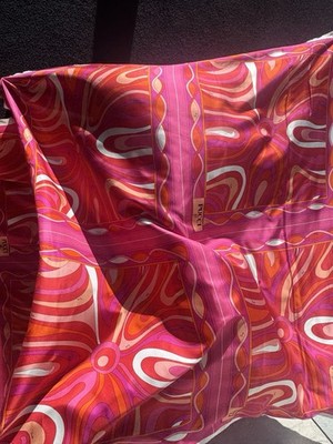 Italian Deadstock 100% Silk Twill Fabric Panel 22 x44  Emilio Pucci Logo