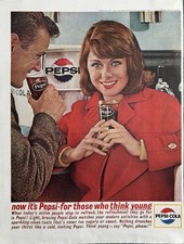 1963 Pepsi Original Vintage Advertisement For Those Who Think Young Pop Print Ad