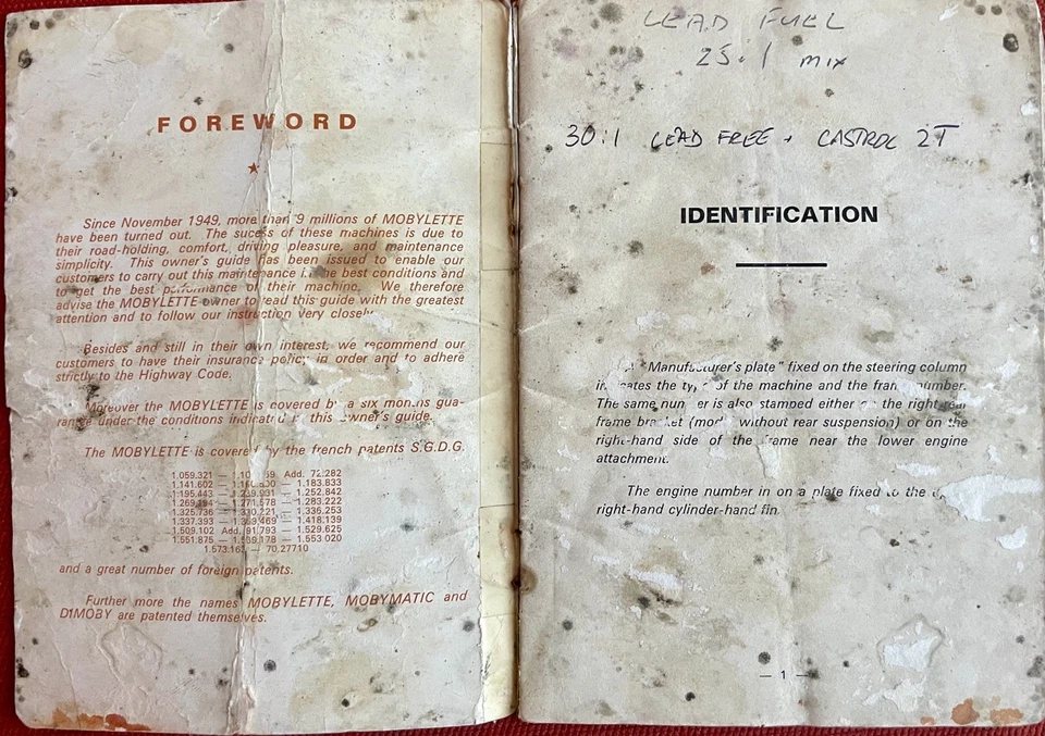 Mobylette Moped 1972, Original Factory Owners Instruction & Maintenance Manual  - Image 2 of 4