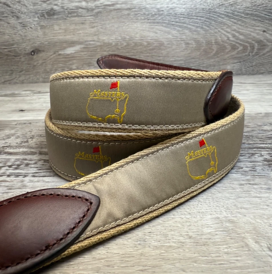 Cinturón de golf Masters Augusta National para hombre 42 lona tostada cuero hebilla de latón Foto 2 de 4