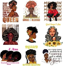 9PCS Black Girl Small Size Iron On Decals Girl, as shown in the figure 