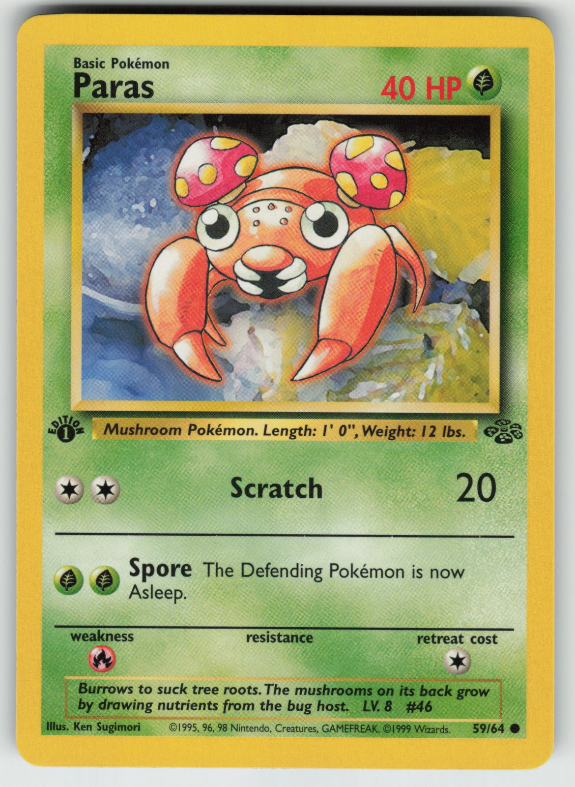 Pokemon 1st Edition Paras Common  Jungle 59/64 NM