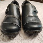 Clarks Ashland Indigo Black Leather Clogs Slip On Loafers Women's Size 8M Comfy — photo 5