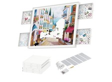 1500 Pieces Rotating Plastic Puzzle Board with Drawers and Cover, 35"X27" Portab