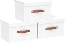 Faltbare Stoffbox mit Deckel 33x23x20cm Weiß SNK01