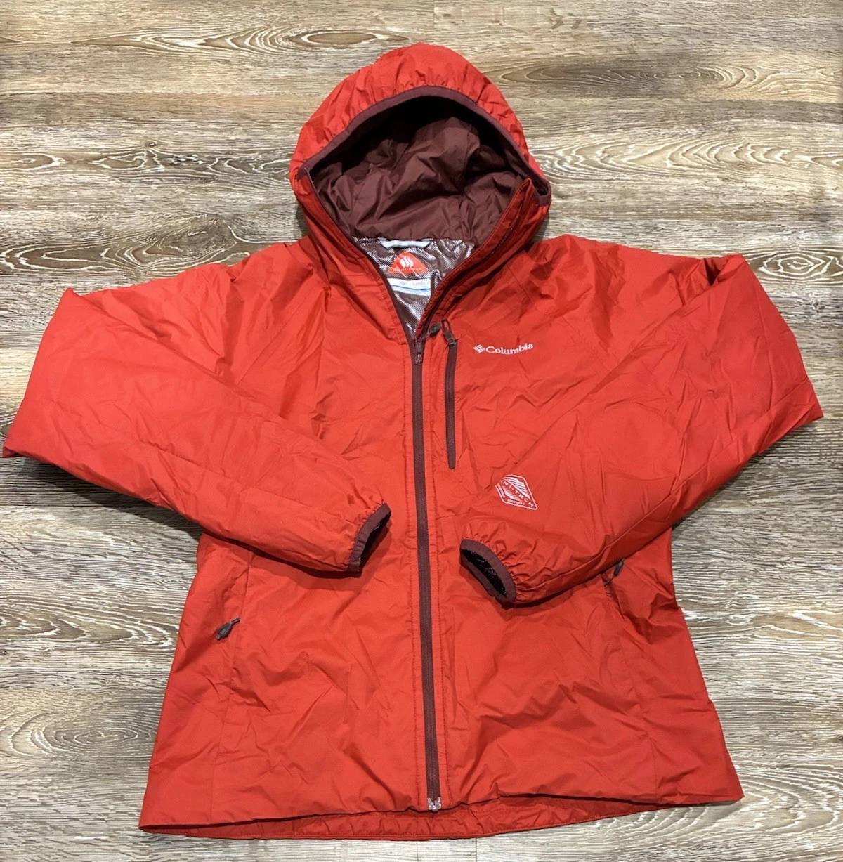 Columbia Jacket Womens Medium Orange Omni-Tech Omni-Heat Hooded Ski