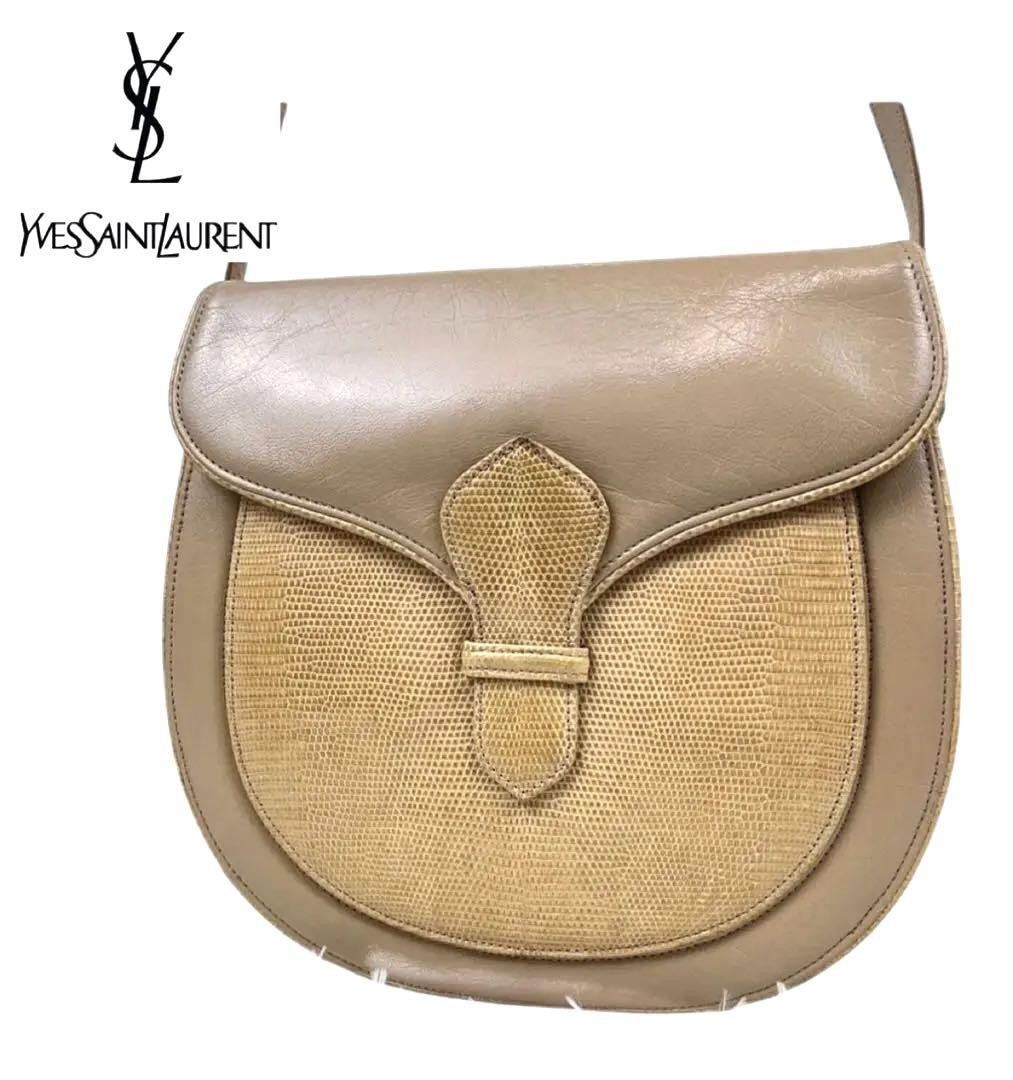 Yves Saint Laurent borsa a tracolla vintage in pelle di lucertola beige #2