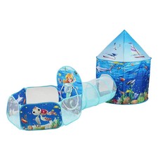 3 in 1 Kids Play Tent with Tunnel, Basketball Hoop for Boys, Girls, Babies