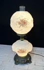 Vintage 1972 EF & EF  Industries Milk Glass Hurricane Lamp Wild Rose | No. 537X