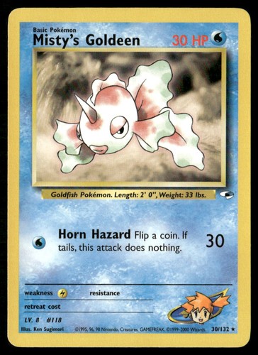 Misty's Goldeen 30/132 Rare Gym Heroes Pokemon Unlimited Moderately Played