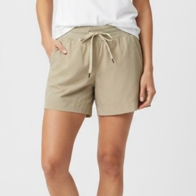Excurzions Women Tan Elastic Waist Drawstring Casual Shorts Size Medium