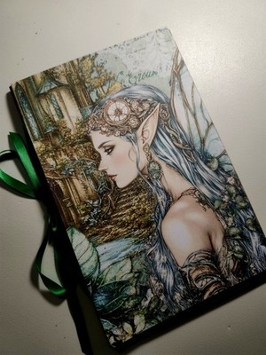 Junk Journal Blank Booklet ''FANTASY FOREST'' Handmade Fairies Lg 8.5''x5.5'' 40pgs