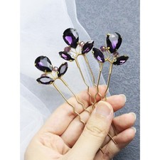 Rhinestone Hair Pins 3PCS Wedding Hair Pieces for Brides, Handmade Crystal