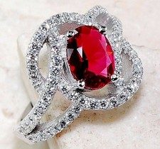 2CT Treated Ruby  White Topaz 925 Solid Sterling Silver Ring Jewelry Sz 6 LB1-4