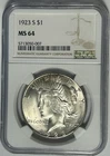 1923 S  PEACE DOLLAR NGC MS 64