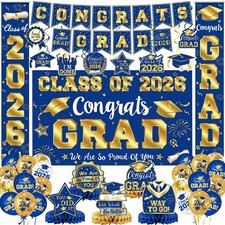 2026 Graduation Decorations, Blue and Gold