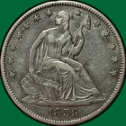 1859-O Seated Liberty Half Dollar Almost Uncirculated AU Coin, Cleaning #43629