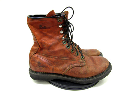 Silvato Vibram Boots Mens 10 Brown Utility Logo LL Bean Lace Up Workwear