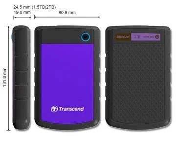 2TB Rugged External Hard Drive USB 3.1 Shockproof Auto Backup Cross Platform - Image 3 of 4