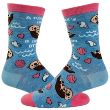 Women's A Mother's Love Is Like No Otter Socks Funny Ocean Beach Mother's Day