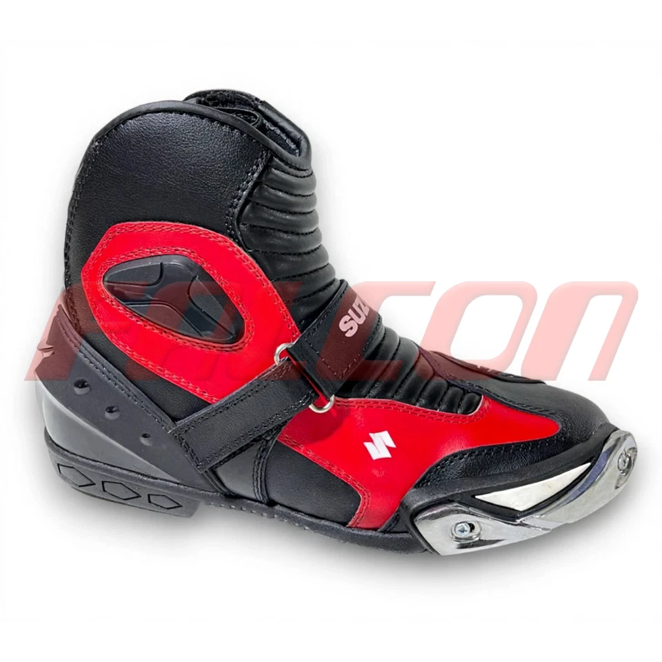 Botas de carreras cortas de cuero rojas para moto Suzuki | Zapatos Suzuki Botas Foto 4 de 4