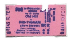 1983 Old Hill Birmingham New Street 2nd Class Priv Rtn Railway Ticket BR BRB(M)