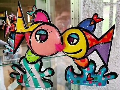 ROMERO BRITTO Deep Love Kissing Fish Sculpture /500 w/ COA | eBay