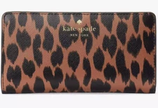 Kate Spade Schuyler Large Slim Bifold Leopard Wallet KE814 NWT $179 Leopardo F