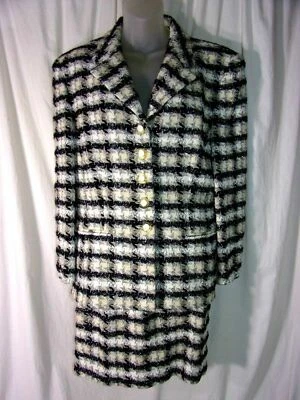 HAHNENTRITT BOUCLE ESCADA COUTURE Blazer Hounds TOOTH jacket 42/44 JANKER black - Bild 1 von 4