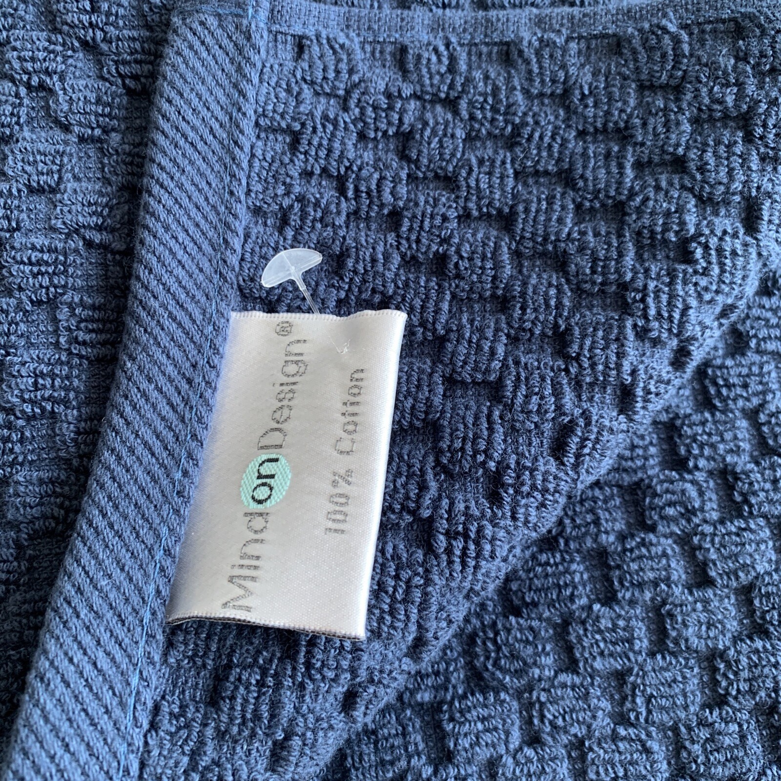 Mind On Design Bathroom Hand Towels Set of 2 Navy Blue 100 Cotton