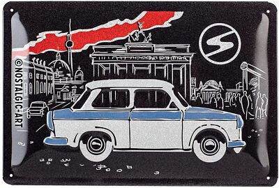Retro tin sign metal sign vintage 8 x 12 in - Berlin - Trabant - Berlin Black