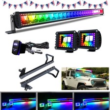 52 300w Led Work Light Bar Rgb Halo Combo Driving Off Road Fog Lamp Us Stock
