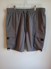 Mens Drawstring Cargo Shorts Size 38 Unbranded Elastic Waist Gray