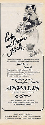 REKLAME WERBUNG 084 1952 COTY Créme de jour Aspalis