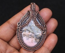 Gift For Bridal Copper Wire Wrap Pendant Rhodochrosite Gemstone Jewelry N427