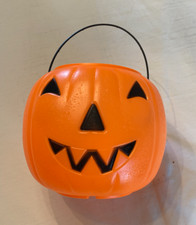 Vtg Norfolk Halloween Pumpkin Blow Mold Pail Bucket Trick-or-treat Made In USA