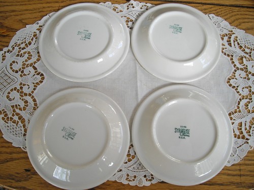 Vintage Syracuse China Railroad CARDINAL RED LINE 5" Plates ~ Set of 4 ~ - Picture 8 of 8